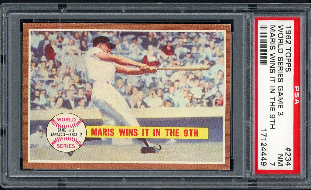 1962 Topps Baseball #234 World Series Game 3 Roger Maris PSA 7 NM 554534