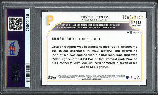 2022 Topps Update Gold #US113 Oneil Cruz Pirates PSA 10 GEM MINT 554535