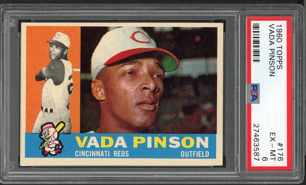 1960 Topps Baseball #176 Vada Pinson Reds PSA 6 EX-MT 554536