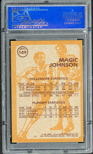 1981 Topps West #109 Magic Johnson IA Lakers PSA 9 MINT 554544