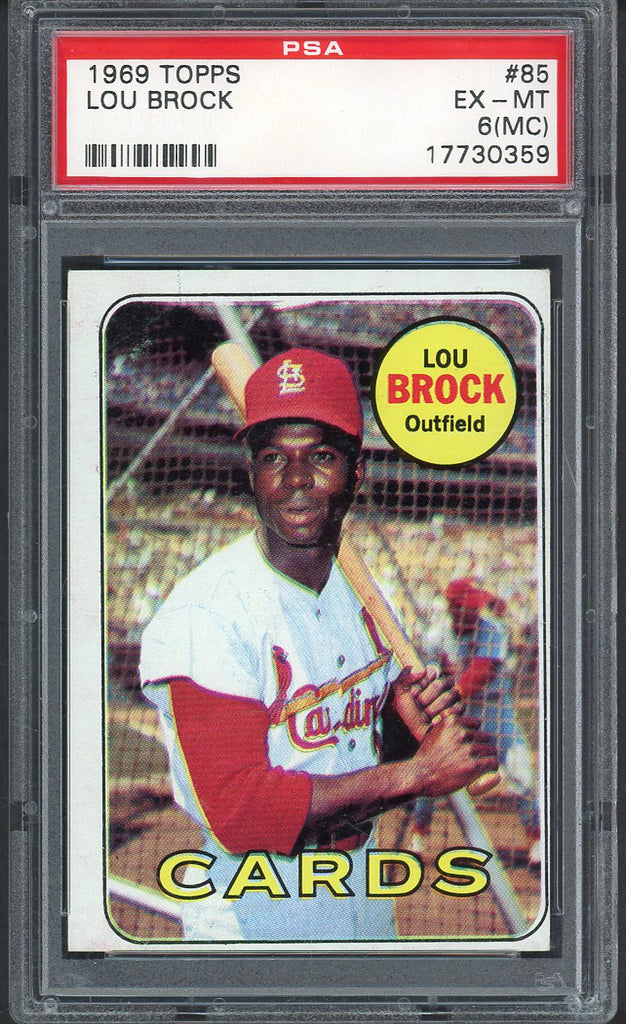 1969 Topps Baseball #085 Lou Brock Cardinals PSA 6 EX-MT mc 554550