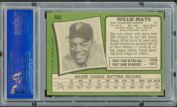 1971 Topps Baseball #600 Willie Mays Giants PSA 6 EX-MT 554551