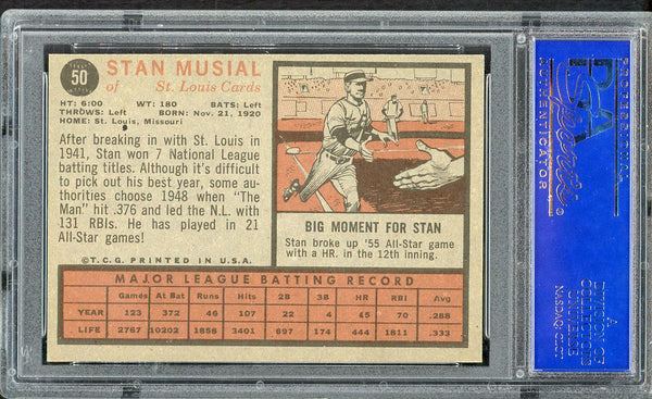 1962 Topps Baseball #050 Stan Musial Cardinals PSA 7 NM 554553