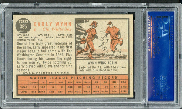 1962 Topps Baseball #385 Early Wynn White Sox PSA 7 NM 554556