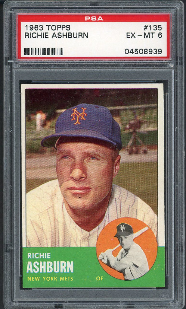 1963 Topps Baseball #135 Richie Ashburn Mets PSA 6 EX-MT 554560