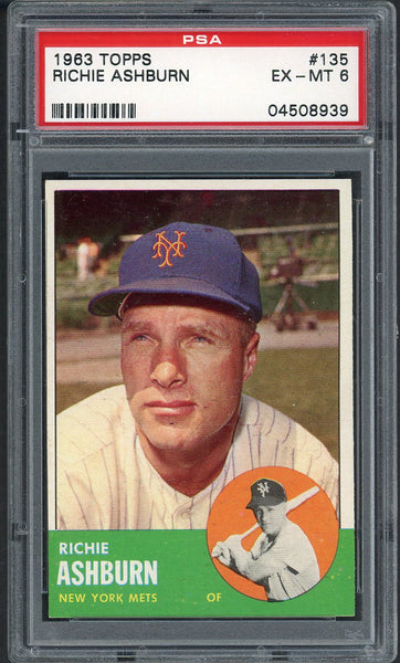 1963 Topps Baseball #135 Richie Ashburn Mets PSA 6 EX-MT 554560