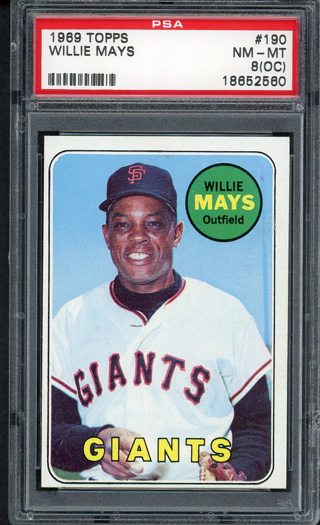 1969 Topps Baseball #190 Willie Mays Giants PSA 8 NM/MT oc 554562