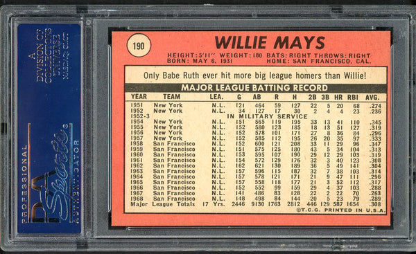 1969 Topps Baseball #190 Willie Mays Giants PSA 8 NM/MT oc 554562