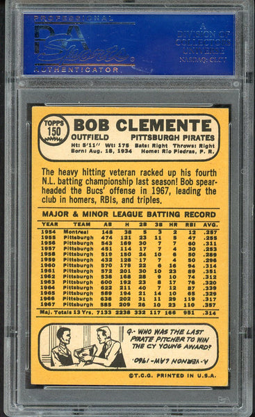1968 Topps Baseball #150 Roberto Clemente Pirates PSA 5.5 EX+ 554569