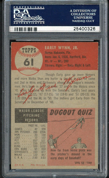 1953 Topps Baseball #061 Early Wynn Indians PSA 6 EX-MT 554570