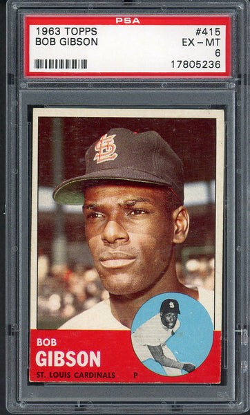 1963 Topps Baseball #415 Bob Gibson Cardinals PSA 6 EX-MT 554576