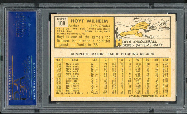 1963 Topps Baseball #108 Hoyt Wilhelm Orioles PSA 6 EX-MT 554578