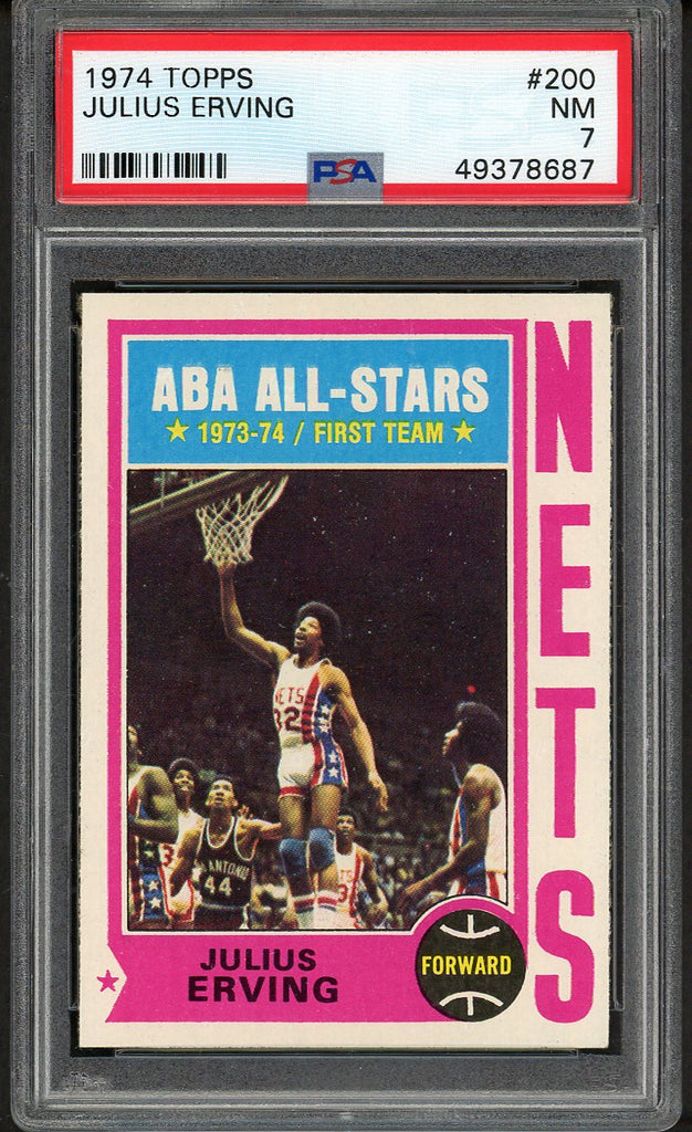 1974 Topps Basketball #200 Julius Erving Nets PSA 7 NM 554582