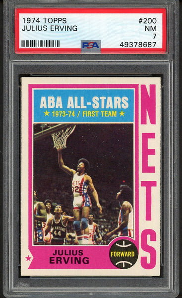 1974 Topps Basketball #200 Julius Erving Nets PSA 7 NM 554582
