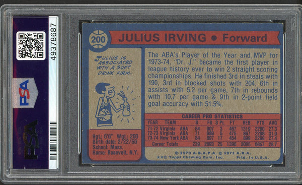 1974 Topps Basketball #200 Julius Erving Nets PSA 7 NM 554582