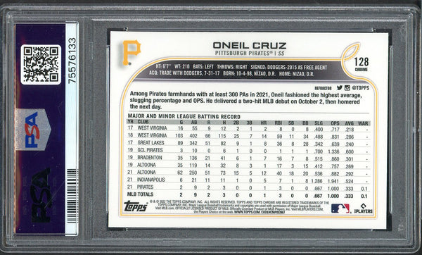 2022 Topps Chrome Refractor #128 Oneil Cruz Pirates PSA 10 GEM MINT 554583