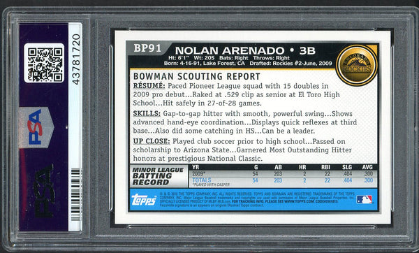 2010 Bowman Prospects #BP91 Nolan Arenado Rockies PSA 10 GEM MINT 554584