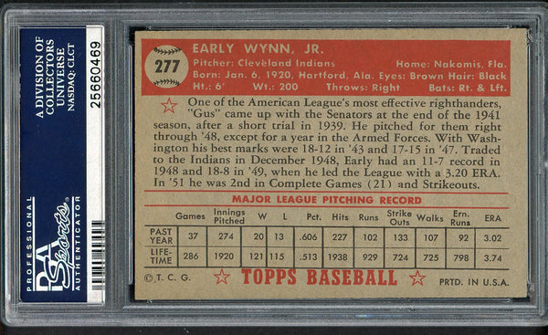 1952 Topps Baseball #277 Early Wynn Indians PSA 6 EX-MT 554586
