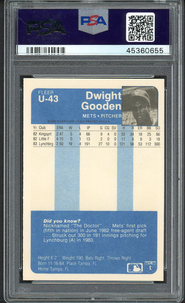 1984 Fleer Update #U43 Dwight Gooden Mets PSA 9 MINT 554590