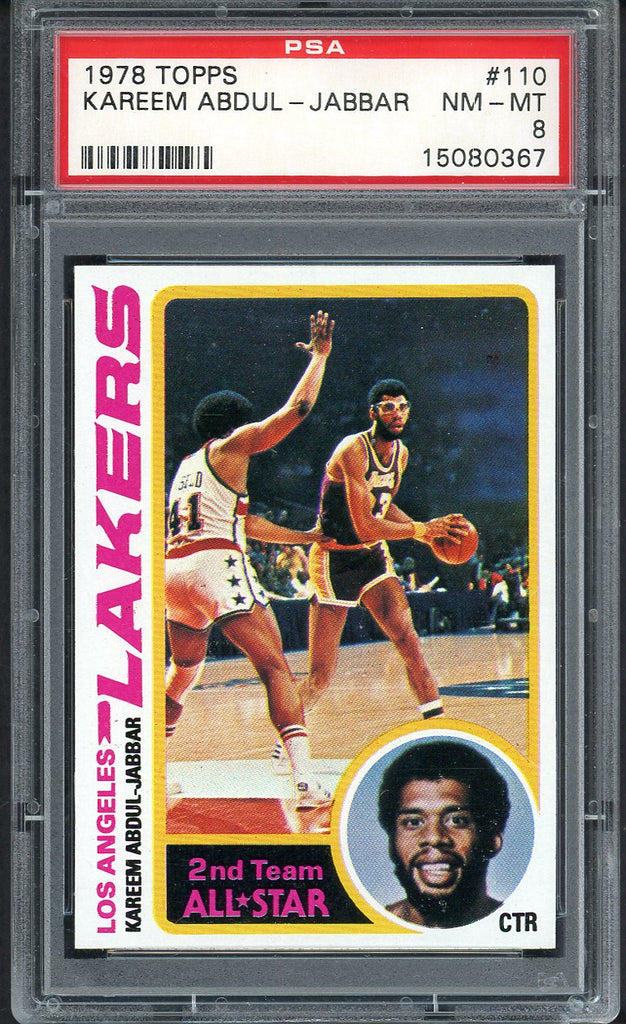 1978 Topps Basketball #110 Kareem Abdul Jabbar Lakers PSA 8 NM/MT 554594