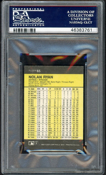 1986 Fleer Mini #065 Nolan Ryan Astros PSA 10 GEM MINT 554595