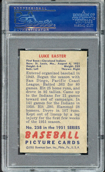 1951 Bowman Baseball #258 Luke Easter Indians PSA 8 NM/MT 554597