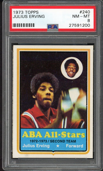 1973 Topps Basketball #240 Julius Erving Nets PSA 8 NM/MT 554599
