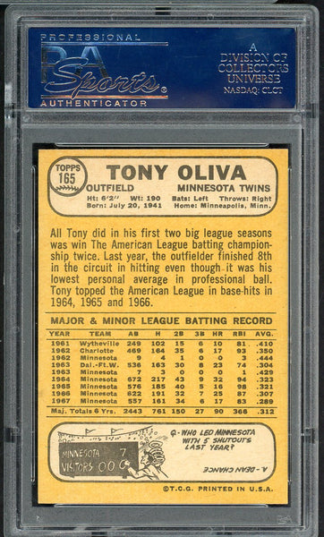 1968 Topps Baseball #165 Tony Oliva Twins PSA 7 NM 554600