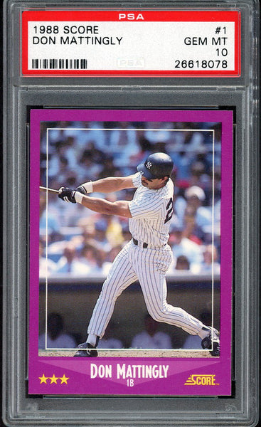 1988 Score #001 Don Mattingly Yankees PSA 10 GEM MINT 554601