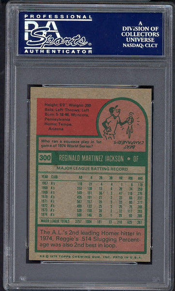 1975 Topps Mini Baseball #300 Reggie Jackson A's PSA 7 NM 554603