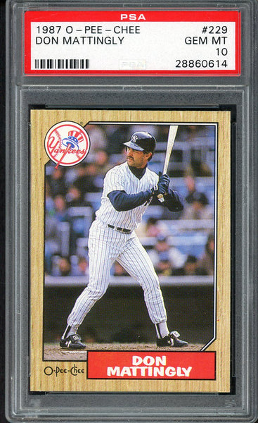 1987 O Pee Chee #229 Don Mattingly Yankees PSA 10 GEM MINT 554605