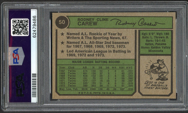 1974 Topps Baseball #050 Rod Carew Twins PSA 8 NM/MT 554608