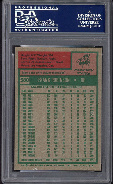 1975 Topps Baseball #580 Frank Robinson Indians PSA 8 NM/MT 554609
