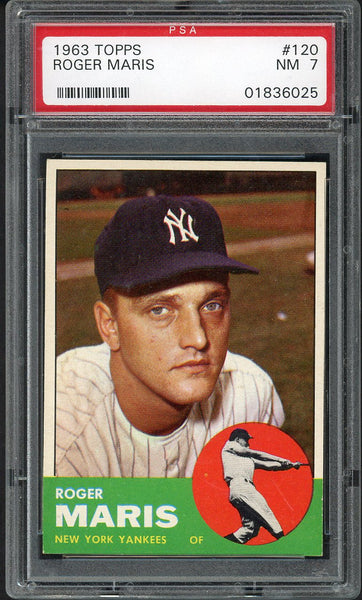 1963 Topps Baseball #120 Roger Maris Yankees PSA 7 NM 554623