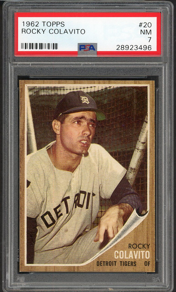 1962 Topps Baseball #020 Rocky Colavito Tigers PSA 7 NM 554628