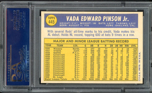 1970 Topps Baseball #445 Vada Pinson Indians PSA 8 NM/MT 554629