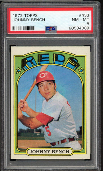 1972 Topps Baseball #433 Johnny Bench Reds PSA 8 NM/MT 554632