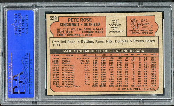 1972 Topps Baseball #559 Pete Rose Reds PSA 8 NM/MT 554634