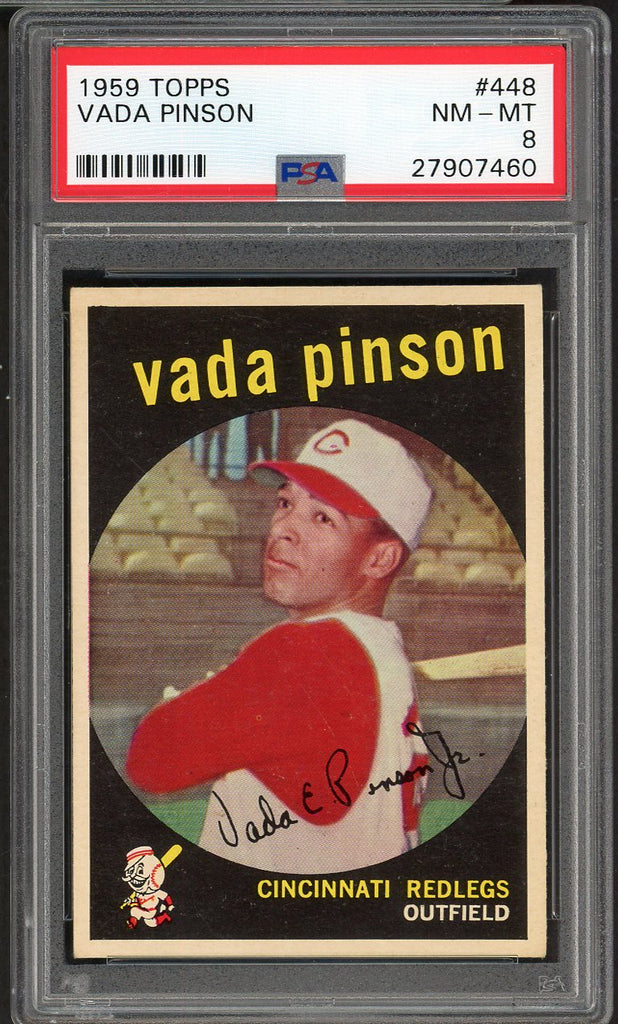 1959 Topps Baseball #448 Vada Pinson Reds PSA 8 NM/MT 554636