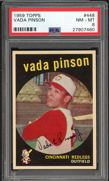 1959 Topps Baseball #448 Vada Pinson Reds PSA 8 NM/MT 554636