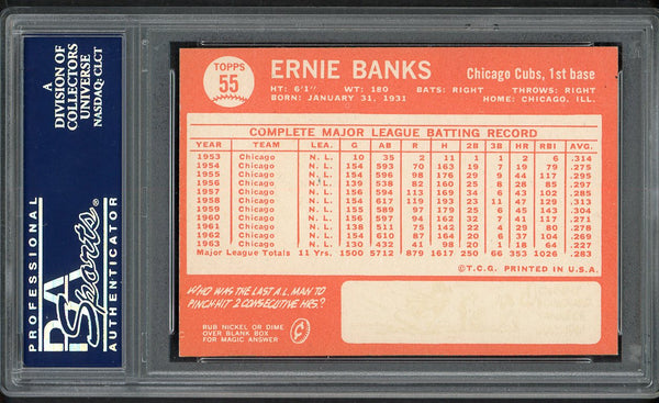 1964 Topps Baseball #055 Ernie Banks Cubs PSA 7 NM 554638
