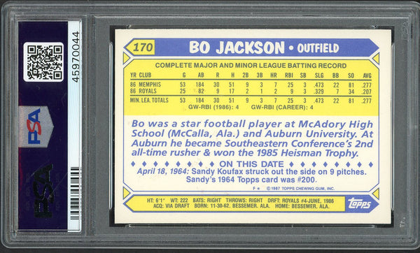 1987 Topps Tiffany #170 Bo Jackson Royals PSA 9 MINT 554639