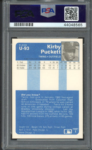 1984 Fleer Update #U93 Kirby Puckett Twins PSA 9 MINT 554645