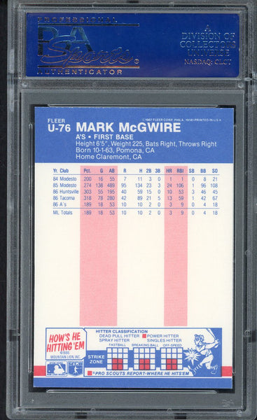 1987 Fleer Update Glossy #U76 Mark McGwire A's PSA 10 GEM MINT 554649