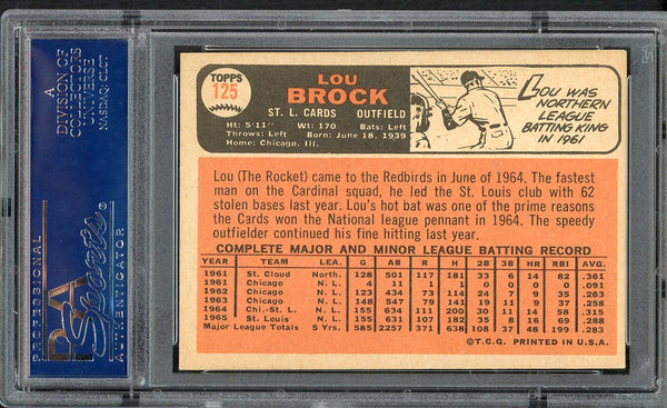 1966 Topps Baseball #125 Lou Brock Cardinals PSA 6 EX-MT 554657