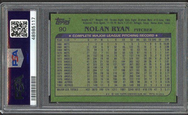 1982 Topps #090 Nolan Ryan Astros PSA 9 MINT 554658