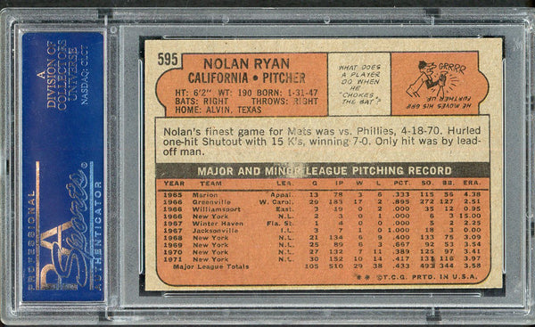1972 Topps Baseball #595 Nolan Ryan Angels PSA 8 NM/MT 554662