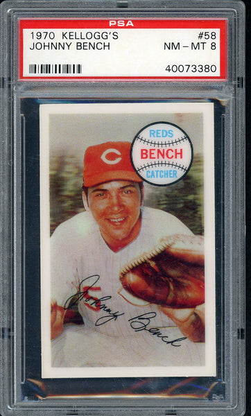1970 Kelloggs Baseball #058 Johnny Bench Reds PSA 8 NM/MT 554671