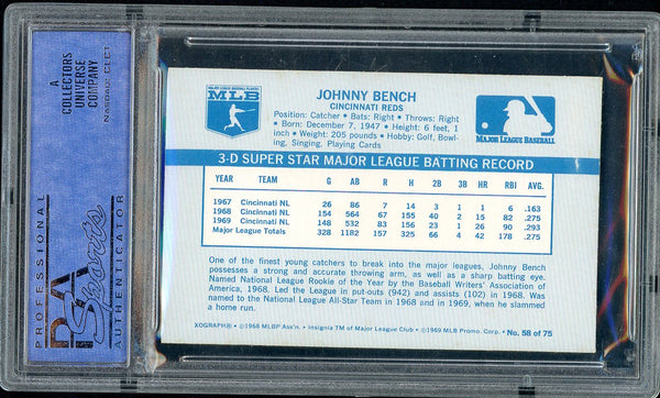 1970 Kelloggs Baseball #058 Johnny Bench Reds PSA 8 NM/MT 554671