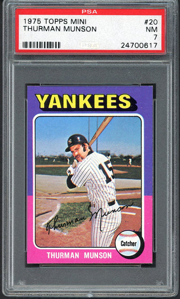 1975 Topps Mini Baseball #020 Thurman Munson Yankees PSA 7 NM 554675